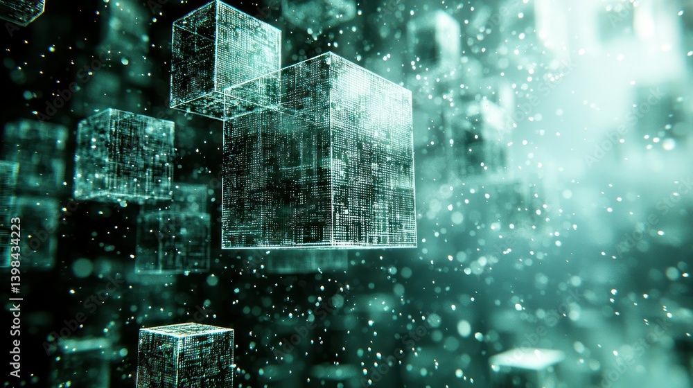 Poster digital cubes: abstract representation of data and technology