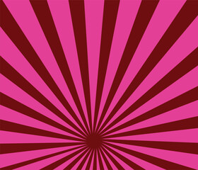 Pink sun ray vector background. Radial beam sunrise or sunset light retro design illustration. Light sunburst glowing pale pink background.