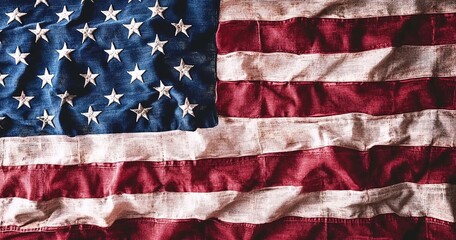 Happy memorial day concept made from vintage american flags background.
