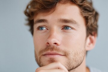 Obraz premium close-up of individual deep in thought with blank expression on face