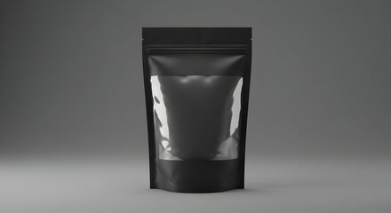 Black Stand Up Zipper Pouch Mockup