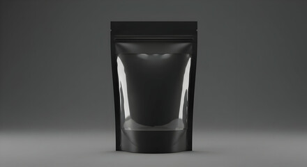Black Plastic Stand Up Pouch Packaging Mockup