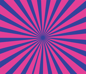 Pink sun ray vector background. Radial beam sunrise or sunset light retro design illustration. Light sunburst glowing pale pink background.