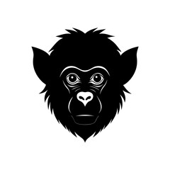 Obraz premium silhouette-of-a-gibbon-s-head-with-prominent-cheek