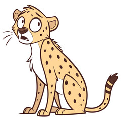 Surprised Cartoon Cheetah Illustration for Kids Books and Coloring Pages