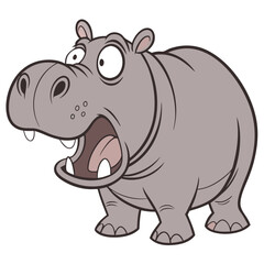 Fototapeta premium Cartoon Hippo with Open Mouth Vector Art for Kids Illustrations and Coloring Books