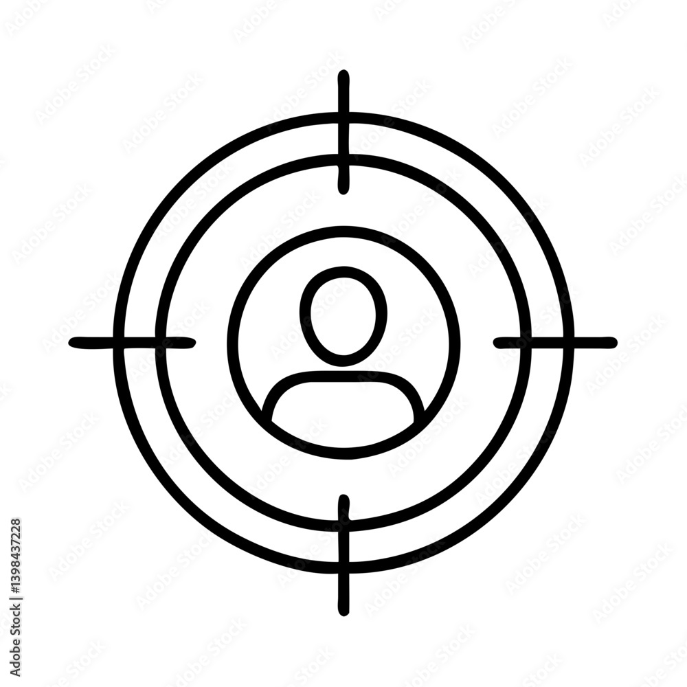 Poster target audience icon vector illustration of customer targeting and market segmentation concept