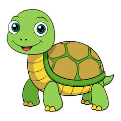 Obraz premium Cute Cartoon Green Turtle Vector Illustration for Children's Books and Educational Materials