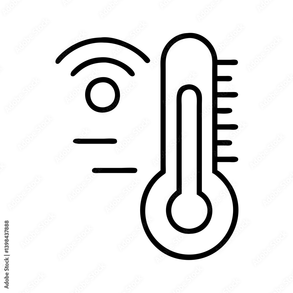Poster smart temperature sensor icon for iot device and weather monitoring technology application design