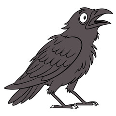 Obraz premium Cartoon Raven Vector Illustration for Tattoo and Coloring Book Design