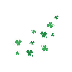 St. Patrick's Day with green clover leaves falling. Vector illustration