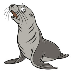 Fototapeta premium Cute Cartoon Seal Vector Illustration for Children's Books and Educational Materials