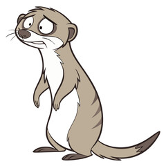 Obraz premium Cute Worried Meerkat Cartoon Illustration for Kids and Educational Materials
