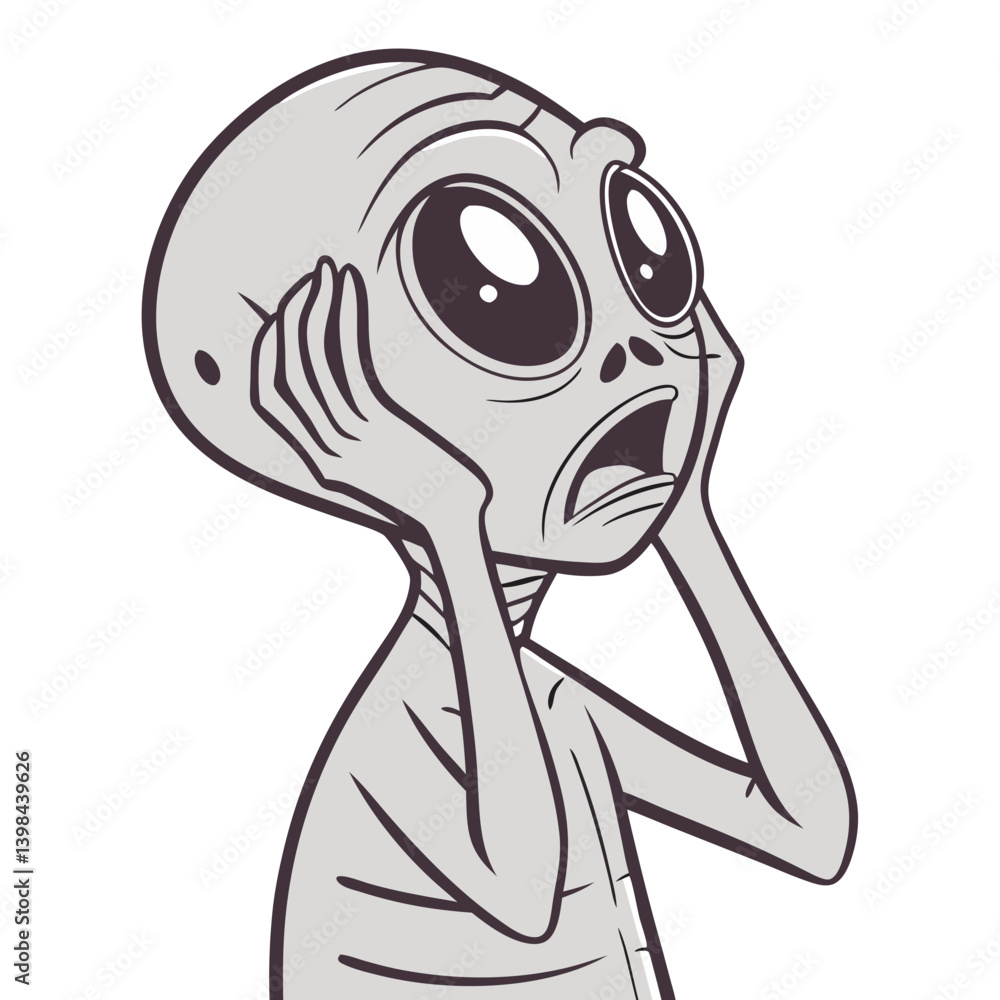 Poster alien character with shocked expression vector art for illustration and design