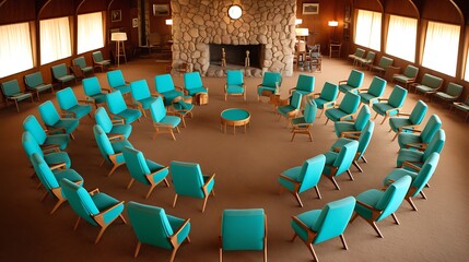 Round Room, Chairs, Fireplace