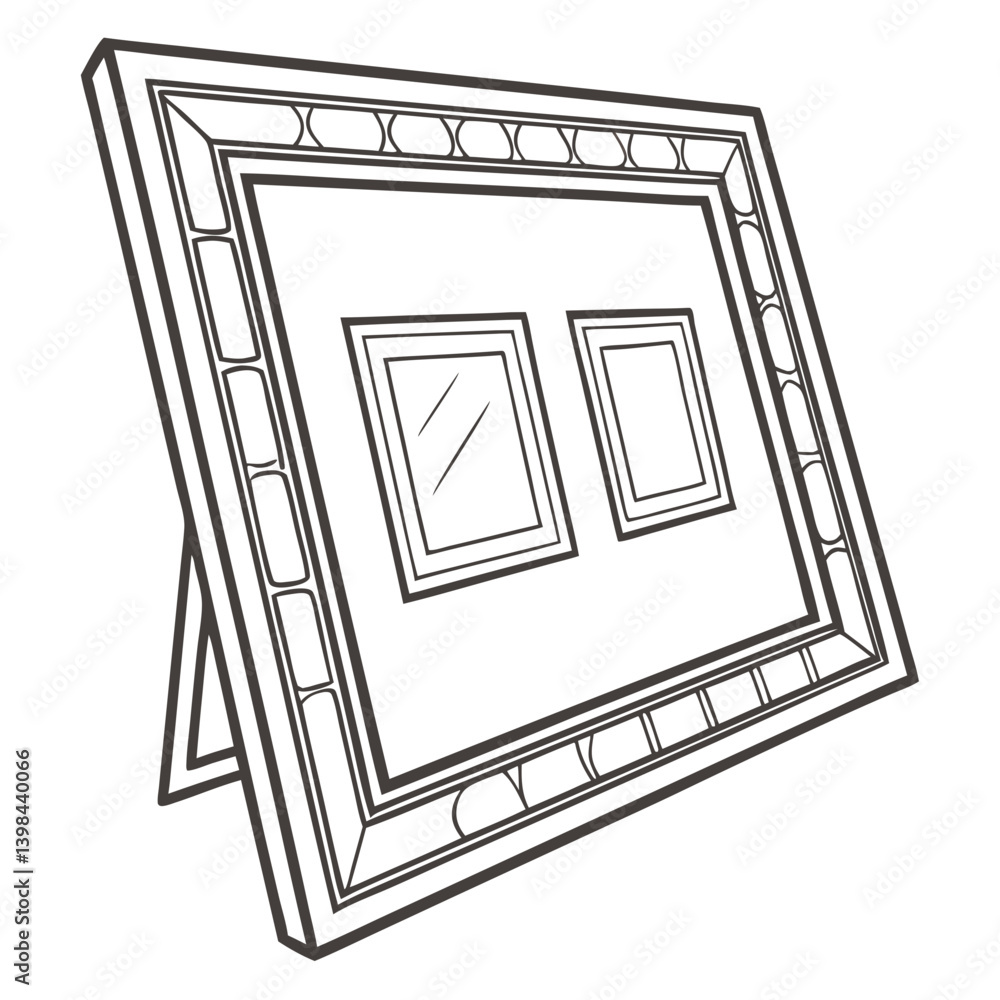 Aufkleber decorative frame with dual openings vector for creative projects