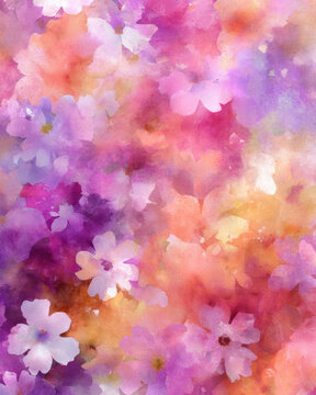 vibrant watercolor background filled with colorful flowers, creating dreamy atmosphere