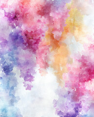 Fototapeta premium vibrant watercolor background featuring soft hues of pink, purple, and orange, creating dreamy