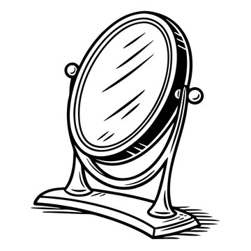 recommend clip art: Vintage Oval Vanity Mirror Illustration for Beauty and Home Decor Projects