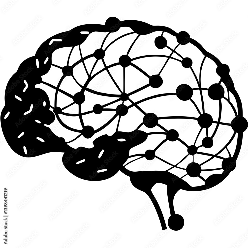 Poster neural network brain illustration vector for technology and science designs