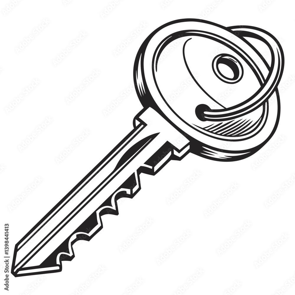 Poster vector illustration realistic key design for secure access and locksmith projects