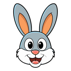 Obraz premium Cute Cartoon Bunny Face Vector Illustration for Kids and Easter Designs