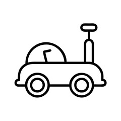 Illustration of a simple outline push car toy for toddlers and young children design vector