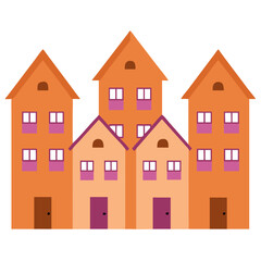 Charming Colorful Vector Houses Perfect for Urban Illustrations and Design Projects