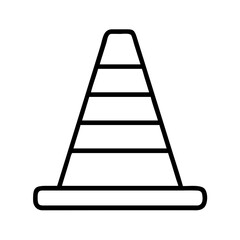 Traffic cone outline vector illustration for road safety construction zone and hazard warning sign
