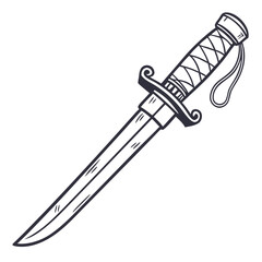 Obraz premium Handcrafted Dagger Vector Detailed Knife Illustration for Tattoo or Coloring Book