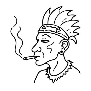 recommend clip art: Tribal Punk Smoking Illustration for Tattoo and Design