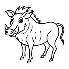 Wild Warthog Vector Illustration for Coloring Books and Tattoo Designs