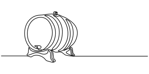 continuous single drawn line art doodle wooden oak beer barrel, barrel drink vintage object one line art design vector, Continuous line drawing wooden oak beer barrel with a tap icon vector minimalist