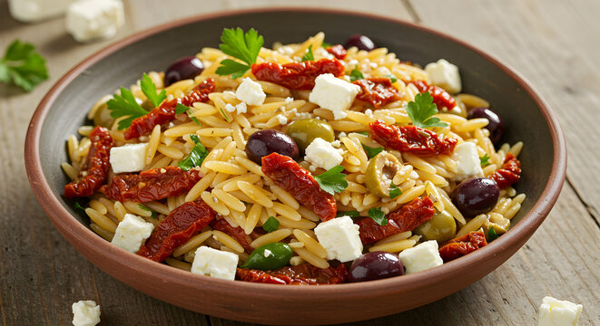 Delicious Mediterranean Orzo Pasta Salad With Feta Tomatoes And Olives