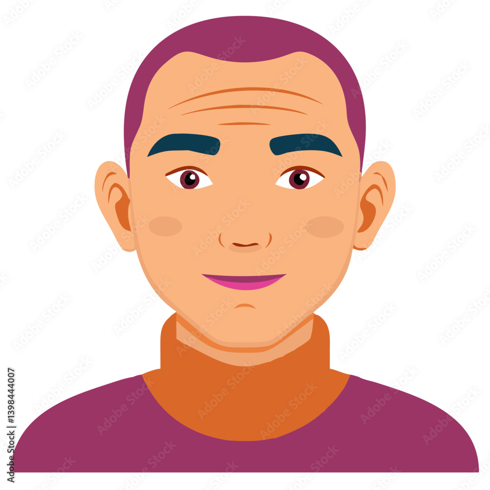 Poster vector illustration smiling man portrait suitable for avatars and design projects