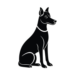 dog sitting pose vector art silhouette