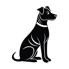 dog sitting pose vector art silhouette