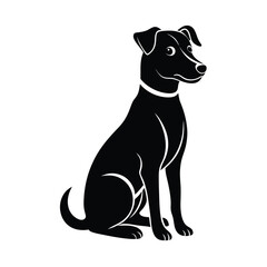 dog sitting pose vector art silhouette