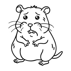 Cute Sad Hamster Vector Illustration for Kids Coloring Book and Crafts