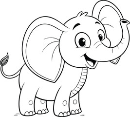 Cute Cartoon Elephant Illustration with Big Ears and Happy Expression