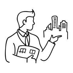 Businessman Presenting Cityscape Urban Planning Concept Vector Illustration