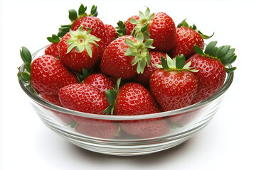 Juicy Ripe Strawberries in a Clear Glass Bowl. Strawberry in a bowl