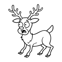 Surprised Reindeer Cartoon Vector Illustration for Children's Books and Coloring Pages