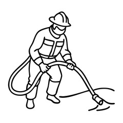 Firefighter Vector Illustration with Hose Action for Safety and Emergency Graphics