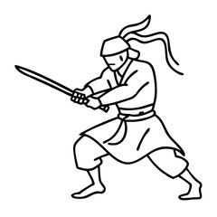 Samurai Warrior Vector Illustration for Martial Arts Designs and Coloring Books