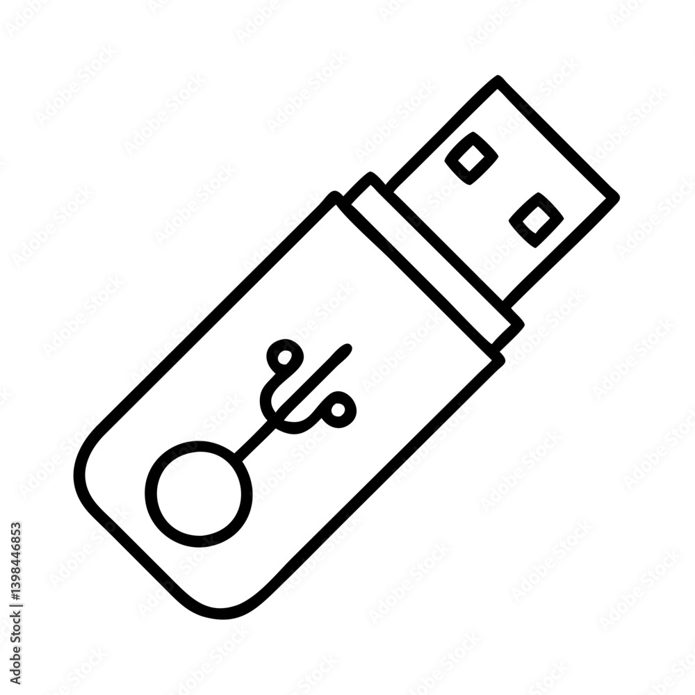 Poster usb flash drive vector icon illustration for data storage and portable memory technology design