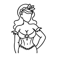 Elegant Mermaid Line Art for Coloring Book and Tattoo Design