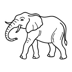 Fototapeta premium Elephant Outline Vector Illustration for Coloring Book and Educational Use