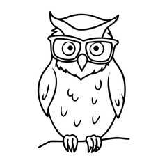 Fototapeta premium Wise Owl Wearing Glasses Vector Art Illustration for Education and Design