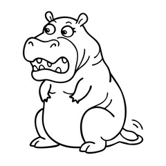 Fototapeta premium Cartoon Hippo Line Art Illustration for Coloring Books or Kids Projects
